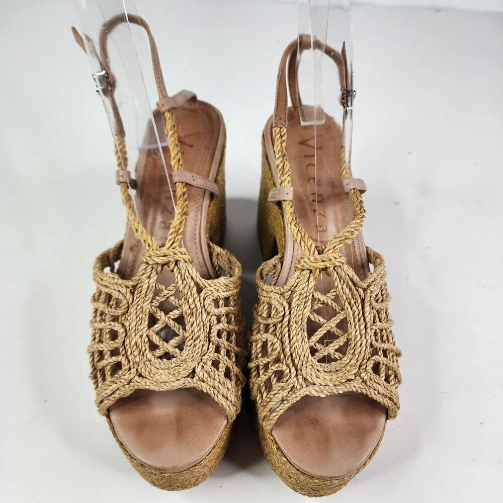 Vicenza Anthropologie Melissa Woven Platform Sandals In Boho Beige Size US 6 - Picture 8 of 16